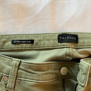 Talbots Slim Ankle Jeans, Sage, Size 14